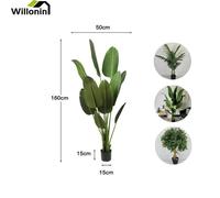 Willonin® Bambou tropicale, Grand palmier artificiel bananier faux bonsaï hauteur 160 cm, Plante Artificielle Décoration salon balco