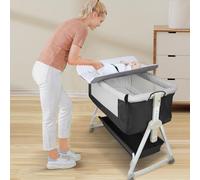 Willonin Berceau Cododo avec Matelas et Moustiquaire, Lit pour Les Bébés de 0 à 36 Mois Pliable 2 en 1 Berceau bébé Mobile Lit d'Appoint, 95 * 50 * 98-110cm, Noir