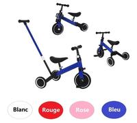 Willonin® Bleu Tricycle pour enfants Draisienne avec poussoir Vélo avec pédales amovibles poignée et siège réglables 60x42x90