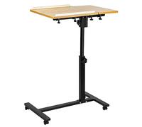 Willonin Bureau Debout Mobile avec 4 roulettes,Table de Lit à roulettes, Table pour Lit Médicalisé,Bureau Debout Mobile,Large Table Roulante Réglable en Hauteur (A,61 * 44 * 65/95CM,Couleur Bois)