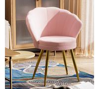 Willonin Chaise Coiffeuse, Chaise Coquillage Velours avec Pieds en Métal l'or, Fauteuil Salon Confortable, Fauteuil Lecture, Chair pour Salon, Chambre, Tabouret Coiffeuse,1PC-Rose