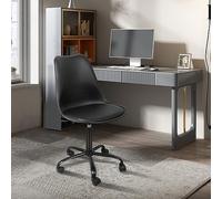 Willonin Chaise de Bureau Scandinave, Chaise de Bureau Design Siège Rembourré à 5 roulettes Fauteuil Rotatif à 360°,Chaise d'ordinateur en Similicuir à roulettes,Réglable en Hauteur 43-55cm (Noir)