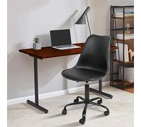 Willonin Chaise de Bureau Scandinave, Chaise de Bureau Design Siège Rembourré à 5 roulettes Fauteuil Rotatif à 360° et Réglable en Hauteur,1PC (Noir)