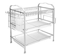 Willonin Égouttoir à Vaisselle de Cuisine, Égouttoir pour Vaisselle Premium Duo,Trois Couches et Trois Assiettes 42 * 25 * 49cm (Cage à Baguettes + Porte-gobelet)