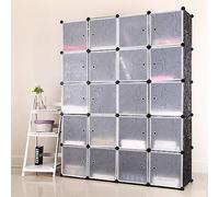 Willonin Étagère à Chaussures,Armoire à Chaussures 20 Cube, Étagère Modulable en Plastique, Meuble à Chaussures Maillet, Boîte à Chaussures, Bottes et Pantoufles (5F/20Portes)