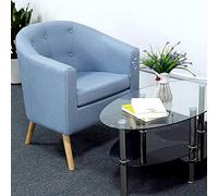 Willonin Fauteuil, Petit Fauteuil Crapaud, Canapé 1 Place en Polyester avec Pieds en Bois Massif Style Scandinave pour Chambre Salon Balcon Bureau (Gris-Bleu)