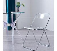 Willonin Folding Chair Chaise Pliante,Chaise De Salle À Manger À La Maison,Chaise Pliante en Acrylique À Dossier Transparent,Tabouret Photo- 46 * 46 * 75 cm (Blanc/1)