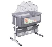 Willonin Lit bébé cododo, Lit Bebe avec Matelas de la Naissance, Réglage de la Hauteur, cododo evolutif lit Bebe,92 * 58 * 70-87cm Gris