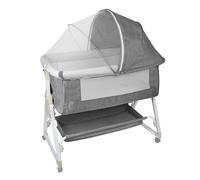 Willonin Lit bébé jusqu'à 50 kg Cododo, Berceau Réglage de la Hauteur et de l’Inclinaison du Matelas 4 roulettes,Réglage à 6 Vitesses, Pieds triangulaires -95 * 50 * 98-110 cm, Gris Lin