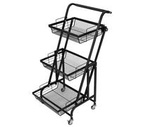 Willonin Paniers en fil métallique avec roues, bacs de rangement empilables Étagère pour organisateur de cuisine 3 niveaux Chariot de fruits et légumes Vaisselle Étagères saisonnières (3 niveaux)