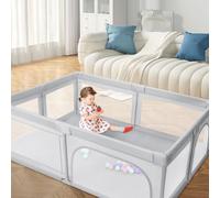 Willonin Parc Bébé,Parc Enfants, Grand Parc Bebe,Pliable Pour L'intérieur et L'extérieur Avec Base Antidérapante,Barriere Parc Bebe,en Tissu Oxford,50 balles. (205 * 147 * 66cm/Gris clair)
