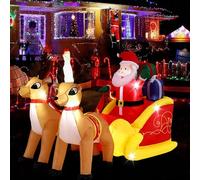 Willonin Père Noël Gonflable traîneau et Rennes éclairage LED décoration Noël extérieur fête Lumineux Personnage 220 * 110 * 130cm