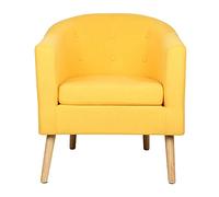 Willonin Petit Fauteuil Crapaud, Chauffeuse avec Accoudoirs, Petit Canapé Rembourrée Épaisse,Fauteuil Crapaud en Tissu de Lin (Jaune)