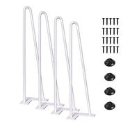 Willonin Pieds en épingle à Cheveux Ensemble de 4, DIY Meubles de Table en métal Jambes idéales pour la Table à Manger, Bureau -avec Deux poteaux, 41cm, Blanc