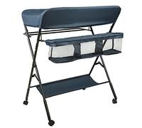 Willonin Table à Langer Pliante, Table à Langer Amovible Avec Aoulettes Et Panier De Rangement,Table à Langer Pliable et Portable, Structure en Fer,réglable en hauteur,74 x 63 x 92-98 cm (Bleu foncé)