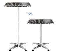 Willonin Table Basse carrée en Aluminium pour extérieur 60 x 60 cm avec Hauteur réglable 70/110 cm, Plateau en Acier Inoxydable (carré)