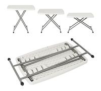Willonin Table Compacte et Pliable, Table Pliante Ajustable - Intérieure/Extérieure/, Table Pliante pour Camping Traiteur Buffet Picnic-Blanc -76 x 50 x 50/62/74 cm (1, 76 * 50 * 74cm)