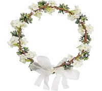 Willoo Bandeau Floral Mariage, Mariage Nuptiale Fleur Couronne, Demoiselle Florale Guirlande Avec Ruban pour Les Mariées, Demoiselles D'honneur, Filles Fleurs (Lait Blanc)