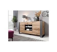 Willow - buffet bas - bois et gris - 164 cm - style industriel couleur - bois / gris
