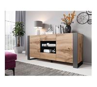 Willow - buffet bas - effet bois et gris - 2 portes, 2 tiroirs et 2 niches - 164 cm - Bois / Gris