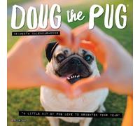 Willow Creek Mini calendrier mural 2026 Press Doug the Pug - Calendrier de 18 mois avec photographie de carlin mignon et grilles mensuelles (17,8 x 17,8 cm)