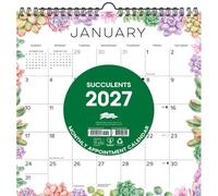 Willow Creek Press, Calendrier mural 2027 Spirale Art Succulentes