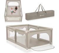 Willow Parc Pliant Pour Bébé, De 0 À 48 Mois, Grand Espace 120 Cm X 180 Cm X 68 Cm, Parc Pour Bébé Avec Filet Respirant, 2 Entrées Latérales Zippées (Beige)