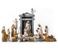 Willow Tree Nativity Premier Plus Lot de 24 Figurines sculptées Bergers, Animaux et Anges
