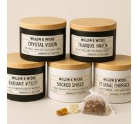 Willow & Wicks Lot de 5 bougies de méditation - Ensemble rituel d'aromathérapie avec huiles essentielles, herbes et cristaux de citrine (boîtes de 226,8 g)