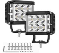 Willower Lot de 2 lampes de travail à LED double face 10,2 cm 60 W pour conduite hors route ou brouillard Blanc