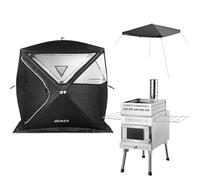 WILLOWYBE Ensemble de Sauna extérieur Portale avec Tente de Sauna, poêle à Bois pour Sauna, Protection de Couverture pour Sauna Sec, Cuisson pour la Famille et Les Amis