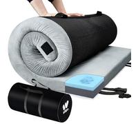 Willpo Matelas de camping en mousse à mémoire de forme avec sac de voyage, tapis de couchage léger et portable pour tentes, lits d'invités, maison - Gris, lit jumeau