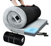 Willpo Matelas de camping en mousse à mémoire de forme avec sac de voyage, tapis de couchage léger et portable pour tentes, lits d'invités, maison - Gris, simple