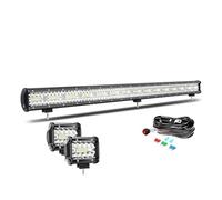 Willpower 107cm 42'' 900W Barre LED 4x4 + 4" 60W Phare de Travail + 12V Câblage Rampe LED Étanche Feu Antibrouillard pour Offroad Voiture Camion Tracteur Quad Bateau, 6000K Blanc