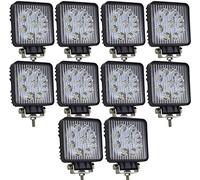 Willpower 10pcs 10CM 27W Phare de Travail LED Projecteur Voiture 12V 24V Phare Led Voiture Étanche IP67 Feux Antibrouillard pour Off Road Tracteur Camion 4x4 SUV UTV VTT Bateau Carré