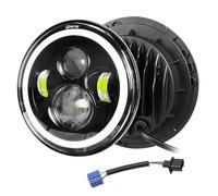 Willpower 1pc Phare Auto Moto LED 7" 50W, Phare de Travail 5000LM, Blanc Ambré 4 Modes Eclairages Feux LED Feu Croisement DRL HI LO Beam pour Wrangler JK TJ LJ CJ JP Hummber, Projecteurs Rond