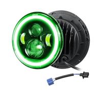 Willpower 1pc Phare Auto Moto LED 7" 50W, Phare de Travail 5000LM, Blanc Vert 4 Modes Eclairages Feux LED Feu Croisement DRL HI LO Beam pour Wrangler JK TJ LJ CJ JP Hummber, Projecteurs Rond