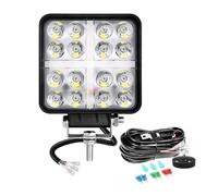 Willpower 1pc Phare de Travail LED 4'' 48W, 3 Modes Ambre Blanc, Projecteur LED 12V 24V IP67 Spot Feux Antibrouillard LED pour 4x4 Voiture Camion Tracteur Bateau Vehicule, avec Faisceau de Câbles