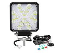 Willpower 1pc Phare de Travail LED 4'' 48W, 3 Modes Ambre Blanc, Projecteur LED 12V 24V IP67 Spot Feux Antibrouillard LED pour 4x4 Voiture Camion Tracteur Bateau Vehicule, avec Faisceau de Câbles