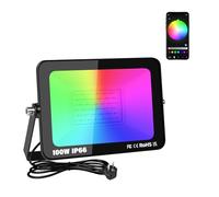 Willpower 1PC Projecteur LED RGB App Télécommande, Spot LED Extérieur 100W 10000LM, 16 Couleurs, Minuteur, Télécommande RGBW Lumière de Eclairage Pour Jardin Patio, IP66 étanche, avec Prise