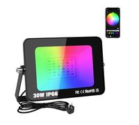 Willpower 1PC Projecteur LED RGB App Télécommande, Spot LED Extérieur 30W 3000LM, 16 Couleurs, Minuteur, Télécommande RGBW Lumière de Eclairage Pour Jardin Patio, IP66 étanche, avec Prise