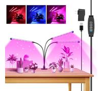Willpower 2 Têtes Lampe pour Plantes avec Clip, 60 LED Horticole Lampe de Croissance, 460nm-470nm 620nm-630nm, Automatique 3/9/12H, 3 Modes D'éclairage pour Semis, Interieur, Serre Culture