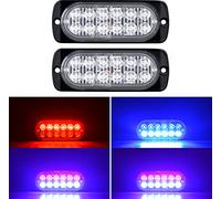 Willpower 2pcs 12LED Feu Stroboscopique Urgent Bleu Rouge Feux de Gabarit Latéraux Voiture 12V 24V Barre Lumineuse LED Balise Clignotante de Sécurité pour Remorque Utilitaire Bateau Tracteur Véhicule