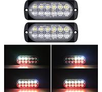 Willpower 2pcs 12LED Feu Stroboscopique Urgent Rouge Blanc Feux de Gabarit Latéraux Voiture 12V 24V Barre Lumineuse LED Balise Clignotante de Sécurité pour Remorque Utilitaire Bateau Tracteur Véhicule