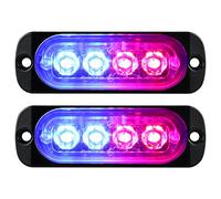 Willpower 2pcs 4LED Feu Stroboscopique Urgent Bleu Rouge Feux de Gabarit Latéraux Voiture 12V 24V Barre Lumineuse LED Balise Clignotante de Sécurité pour Remorque Utilitaire Bateau Tracteur Véhicule