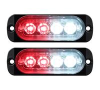 Willpower 2pcs 4LED Feu Stroboscopique Urgent Rouge Blanc Feux de Gabarit Latéraux Voiture 12V 24V Barre Lumineuse LED Balise Clignotante de Sécurité pour Remorque Utilitaire Bateau Tracteur Véhicule