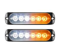 Willpower 2pcs 6LED Feu Stroboscopique Urgent Ambre Blanc Feux de Gabarit Latéraux Voiture 12V 24V Barre Lumineuse LED Balise Clignotante de Sécurité pour Remorque Utilitaire Bateau Tracteur Véhicule