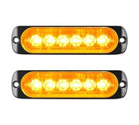 Willpower 2pcs 6LED Feu Stroboscopique Urgent Ambre Feux de Gabarit Latéraux Voiture 12V 24V Barre Lumineuse LED Balise Clignotante de Sécurité pour Remorque Utilitaire Bateau Tracteur Véhicule