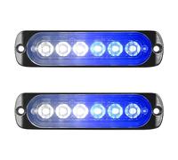 Willpower 2pcs 6LED Feu Stroboscopique Urgent Bleu Blanc Feux de Gabarit Latéraux Voiture 12V 24V Barre Lumineuse LED Balise Clignotante de Sécurité pour Remorque Utilitaire Bateau Tracteur Véhicule