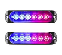 Willpower 2pcs 6LED Feu Stroboscopique Urgent Bleu Rouge Feux de Gabarit Latéraux Voiture 12V 24V Barre Lumineuse LED Balise Clignotante de Sécurité pour Remorque Utilitaire Bateau Tracteur Véhicule